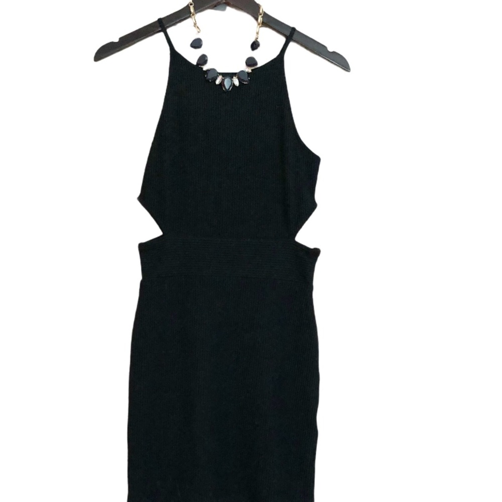 Topshop Black Ribbed Cut-Out Dress - Picture 2 of 6